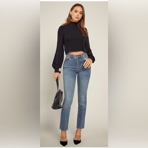 NWT Reformation Liza High Rise Exposed Button Fly Straight Jeans In Malta Sz 23